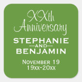 Huwelijksjubileum - Groen en Wit Vierkante Sticker (Voorkant)