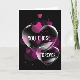 Huwelijksjubileum Hart Bubbles op Zwart Kaart