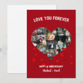 Huwelijksjubileum Hart Foto Collage op Maat Feestdagenkaart (Voorkant / Achterkant)