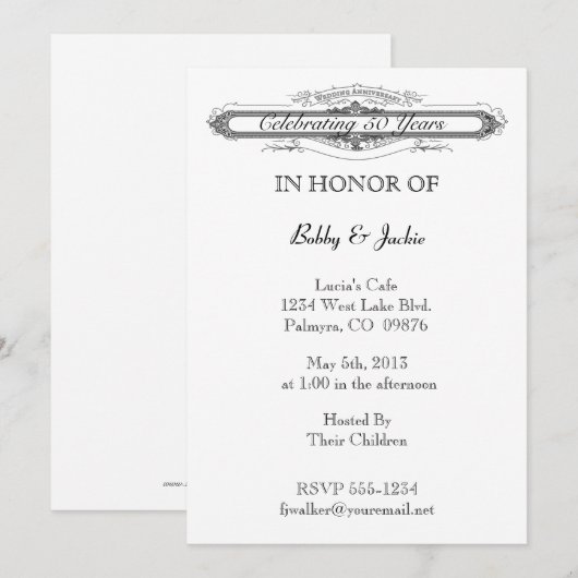 Huwelijksjubileum Kaart (Voorkant / Achterkant)