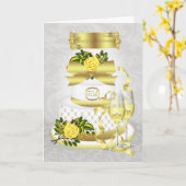 Huwelijksjubileum Kaart Met Taart (Gele Bloem)