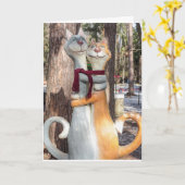 Huwelijksjubileum Kaarten voor koppel met kat (Gele Bloem)