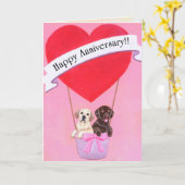 Huwelijksjubileum Labradors Kaart (Gele Bloem)