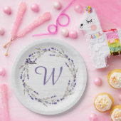 Huwelijksjubileum Lavendel Krans Monogram Papieren Bordje (Feest)