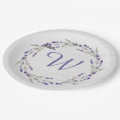 Huwelijksjubileum Lavendel Krans Monogram Papieren Bordje (Gekanteld)