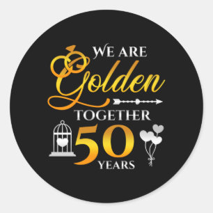 Huwelijksjubileum man 50 jaar samen goud ronde sticker