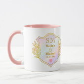Huwelijksjubileum met gouden initialen monogram mok (Links)