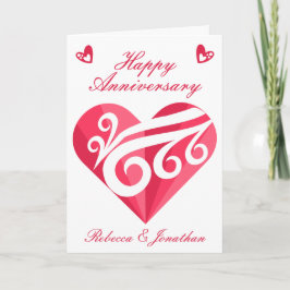 Huwelijksjubileum Roze Liefdeshart Gepersonaliseer Kaart