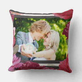 Huwelijksjubileum Rozen, Strepen, Aangepaste Foto Kussen