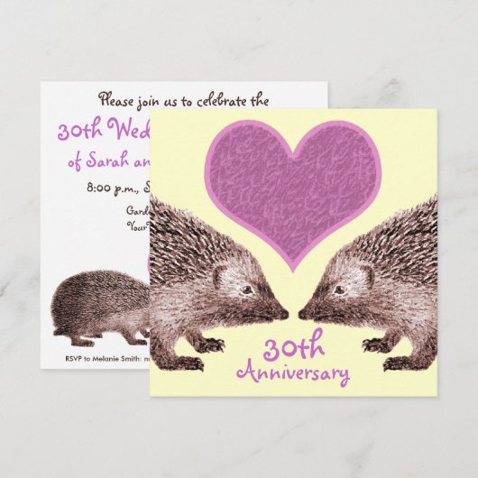 Huwelijksjubileum - trouwe egels in liefde kaart (Voorkant / Achterkant)