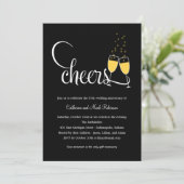 Huwelijksjubileum uitnodiging met champagne toost (Staand voorkant)