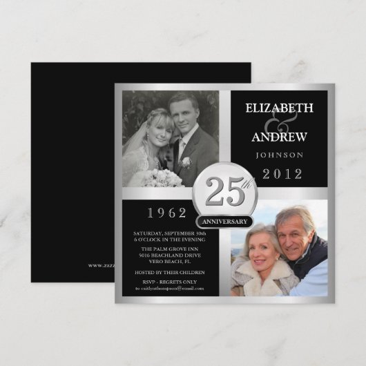 Huwelijksjubileum - Uitnodigingen voor 'Toen & Nu' (Voorkant / Achterkant)