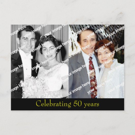 Huwelijksjubileum van gouden bruiloft ansichtkaart uitnodiging briefkaart (Voorkant)