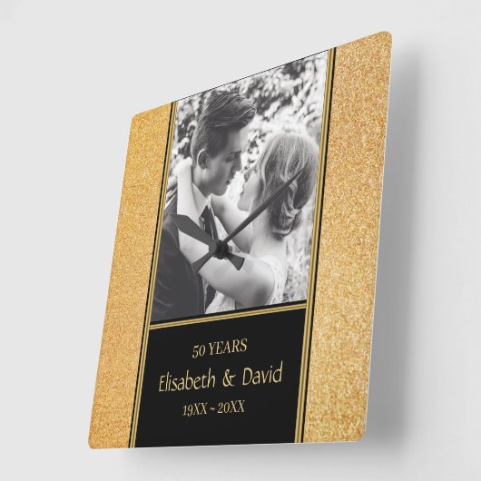 Huwelijksjubileum Vierkante Wandklok met eigen fot (Hoek)