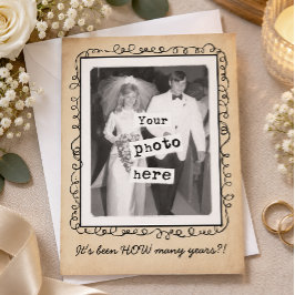 Huwelijksjubileum Vintage Foto Sjabloon Kaart