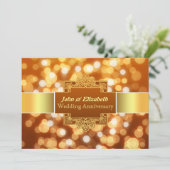 huwelijksjubileumfeest gouden uitnodiging (Staand voorkant)