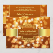 huwelijksjubileumfeest gouden uitnodiging (Voorkant / Achterkant)