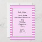 Huwelijksjubileumfeest met roze/witte strepen kaart (Voorkant)