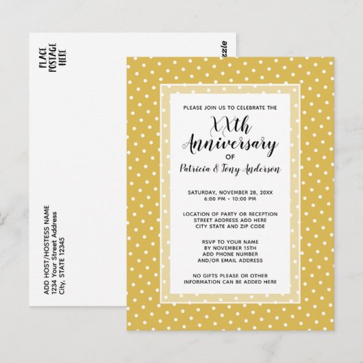 Huwelijksjubileumfeest Moderne Polka 50ste goud Briefkaart (Voorkant / Achterkant)