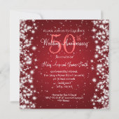Huwelijksjubileumfeest Winterdauw Rode Glans Kaart (Achterkant)