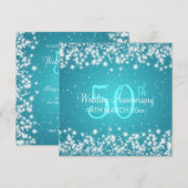 Huwelijksjubileumfeest Wintervonkeling Blauw Kaart (Voorkant / Achterkant)