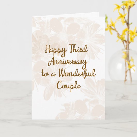 Huwelijksjubileumkaart 3 jaar met Tane Bloemen Kaart (Gele Bloem)