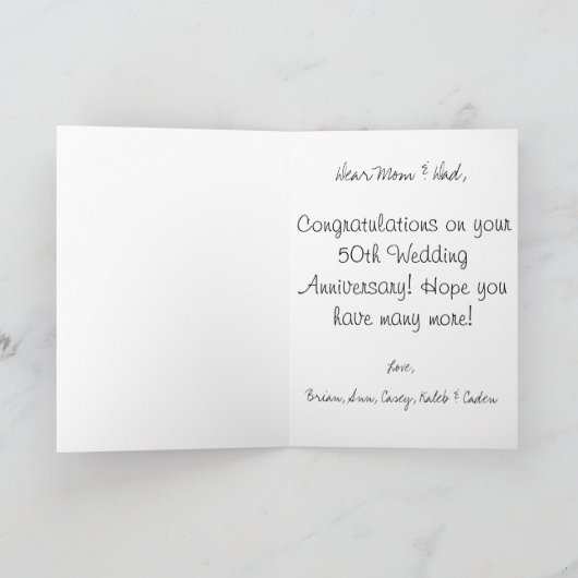 Huwelijksjubileumkaart 50 jaar kaart (Binnen)