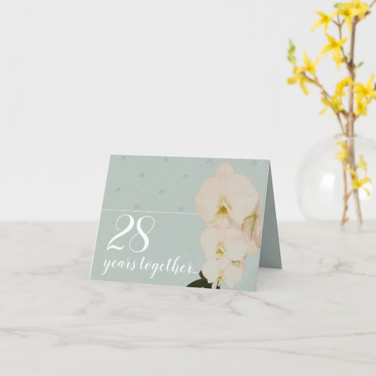 Huwelijksjubileumkaart Orchidee 28 jaar Kaart (Gele Bloem)