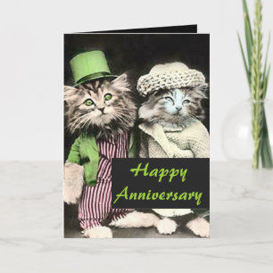 Huwelijksjubileumkaart voor meneer en mevrouw Kat Kaart