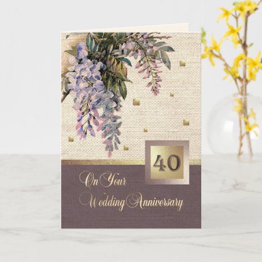 Huwelijksjubileumkaarten 40 jaar getrouwd kaart (Gele Bloem)