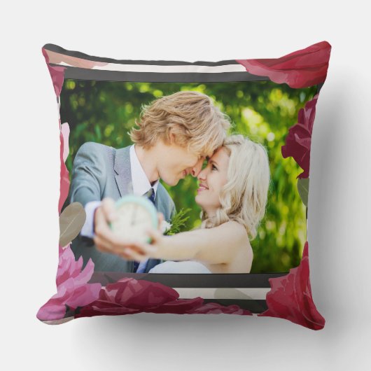 Huwelijksjubileumrozen, Strepen, Aangepaste Foto Kussen (Voorkant)