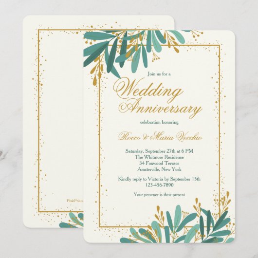 Huwelijksjubileumviering Kaart (Voorkant / Achterkant)