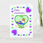 Huwelijkskaart 12e linnen bruiloft kaart (Voorkant)