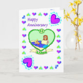 Huwelijkskaart 12e linnen bruiloft kaart (Gele Bloem)