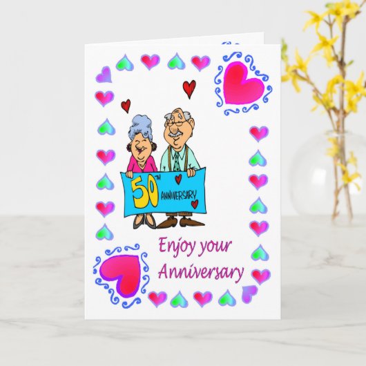 Huwelijkskaart 50ste verjaardag teken kaart (Gele Bloem)
