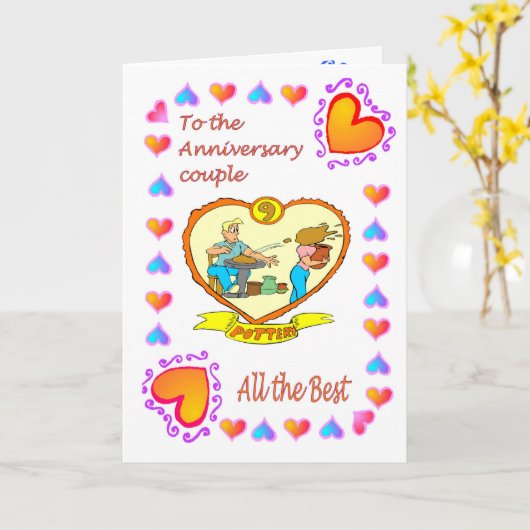 Huwelijkskaart 9e aardewerk kaart (Gele Bloem)