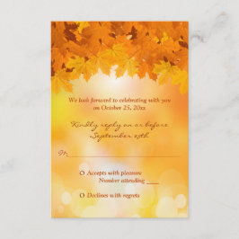 Huwelijkskaart antwoordkaart Esdoornbladeren herfs RSVP Kaartje