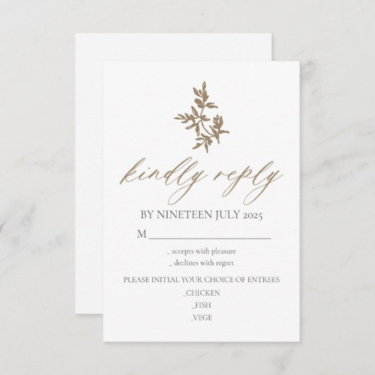 Huwelijkskaart Antwoordkaart Graag Reactie Olijven Kaart (Voorkant / Achterkant)