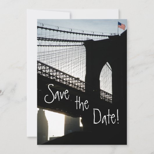 Huwelijkskaart 'Brooklyn Bridge' Save The Date (Voorkant)