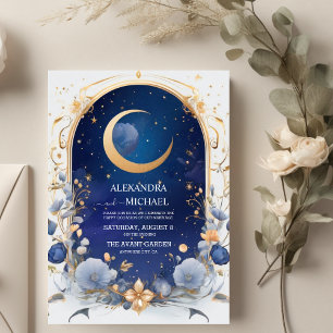Huwelijkskaart Celestiale Nachtelijke Hemel Met Li Kaart