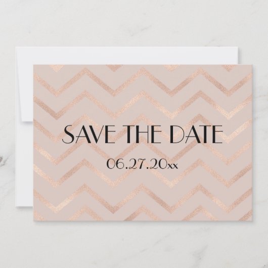 Huwelijkskaart Chevron Rose Goud Save The Date (Voorkant)