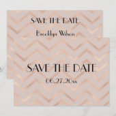 Huwelijkskaart Chevron Rose Goud Save The Date (Voorkant / Achterkant)