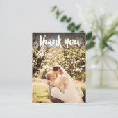 Huwelijkskaart Dankjewel Foto Overlay Postkaart Sj (Staand voorkant)