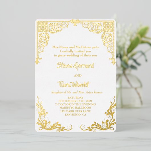 Huwelijkskaart  folie uitnodiging (Staand Voorkant)