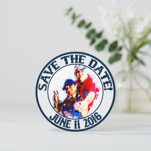 Huwelijkskaart Honkbal Save-the-Date-HOWARD, Optie Kaart (Staand voorkant)