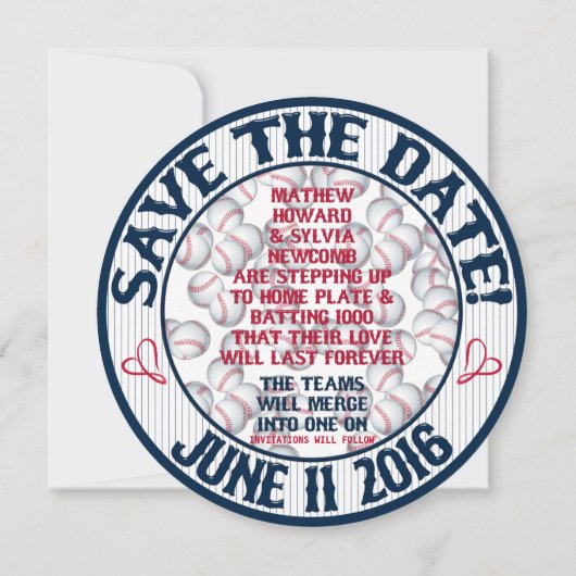 Huwelijkskaart Honkbal Save-the-Date-HOWARD, Optie Kaart (Achterkant)