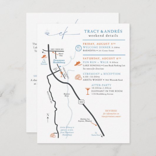 Huwelijkskaart Inlage Custom Design voor Andres Informatiekaartje (Voorkant / Achterkant)