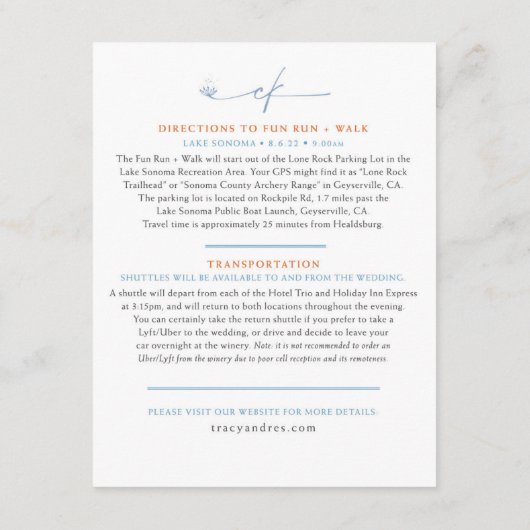 Huwelijkskaart Inlage Custom Design voor Andres Informatiekaartje (Achterkant)