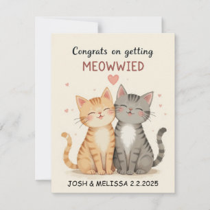 Huwelijkskaart met cute katten, gefeliciteerd met bedankkaart