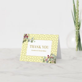 Huwelijkskaart met eucalyptus en bes dank je wel bedankkaart